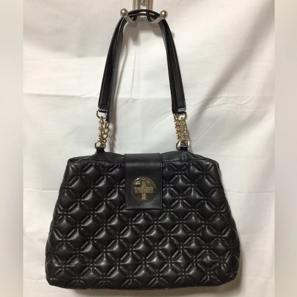 Kate Spade Quilted Astor Court Elena‎ Shoulder Bag Black/Silver Hardware